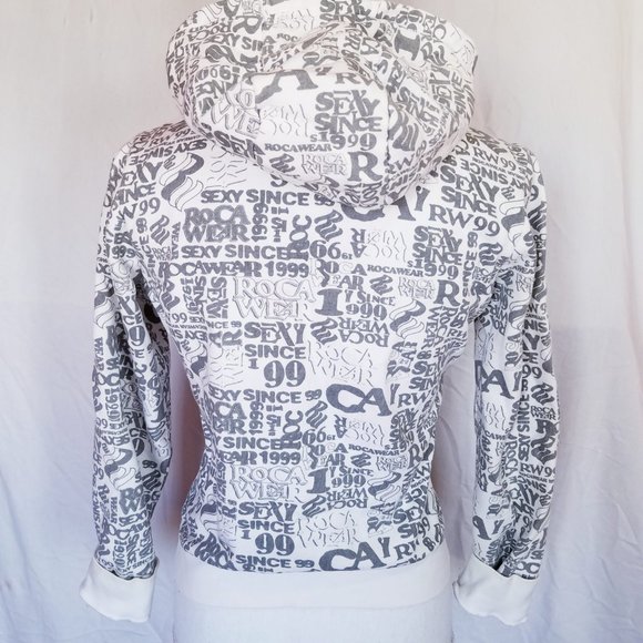 Rocawear White & Grey Printed Zip Up Hoodie - Picture 5 of 8